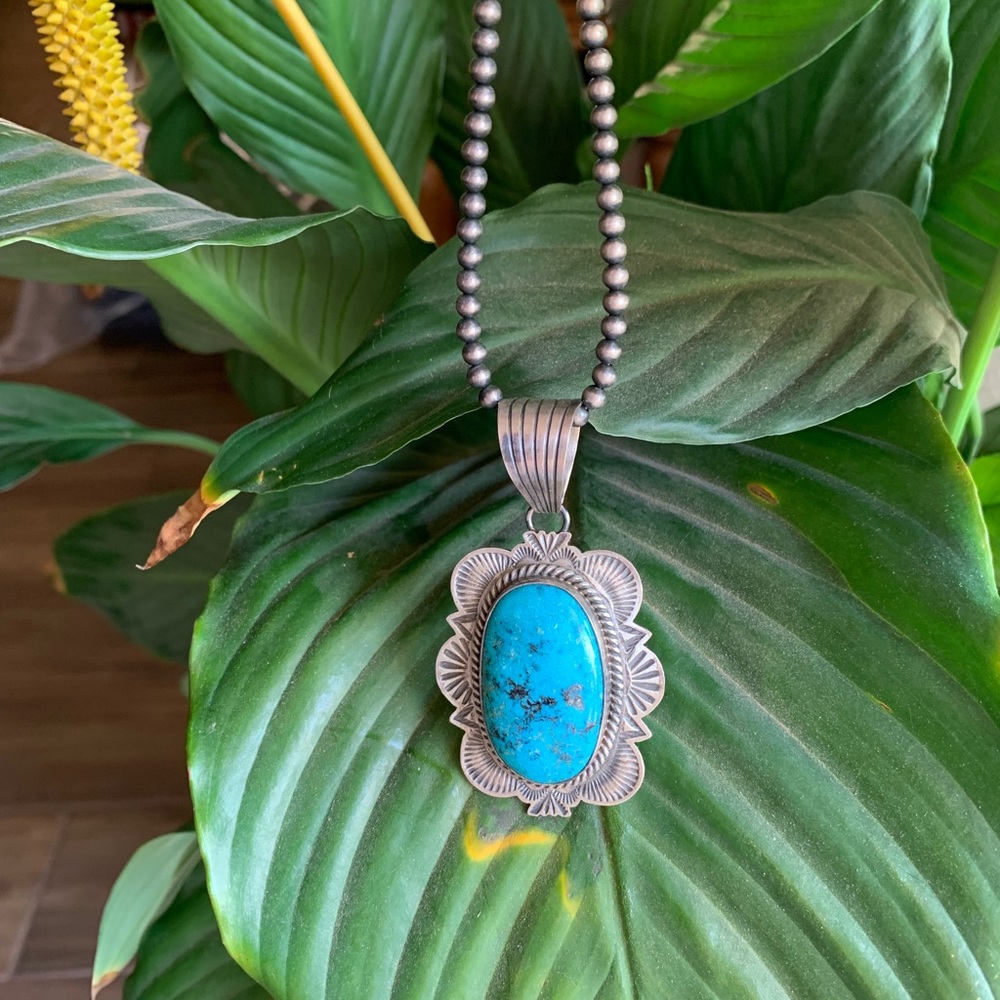 Turquoise and Sterling Silver Kingman Pendant